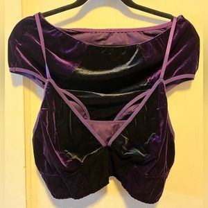 Plus Two Tone Velvet Lingerie Set